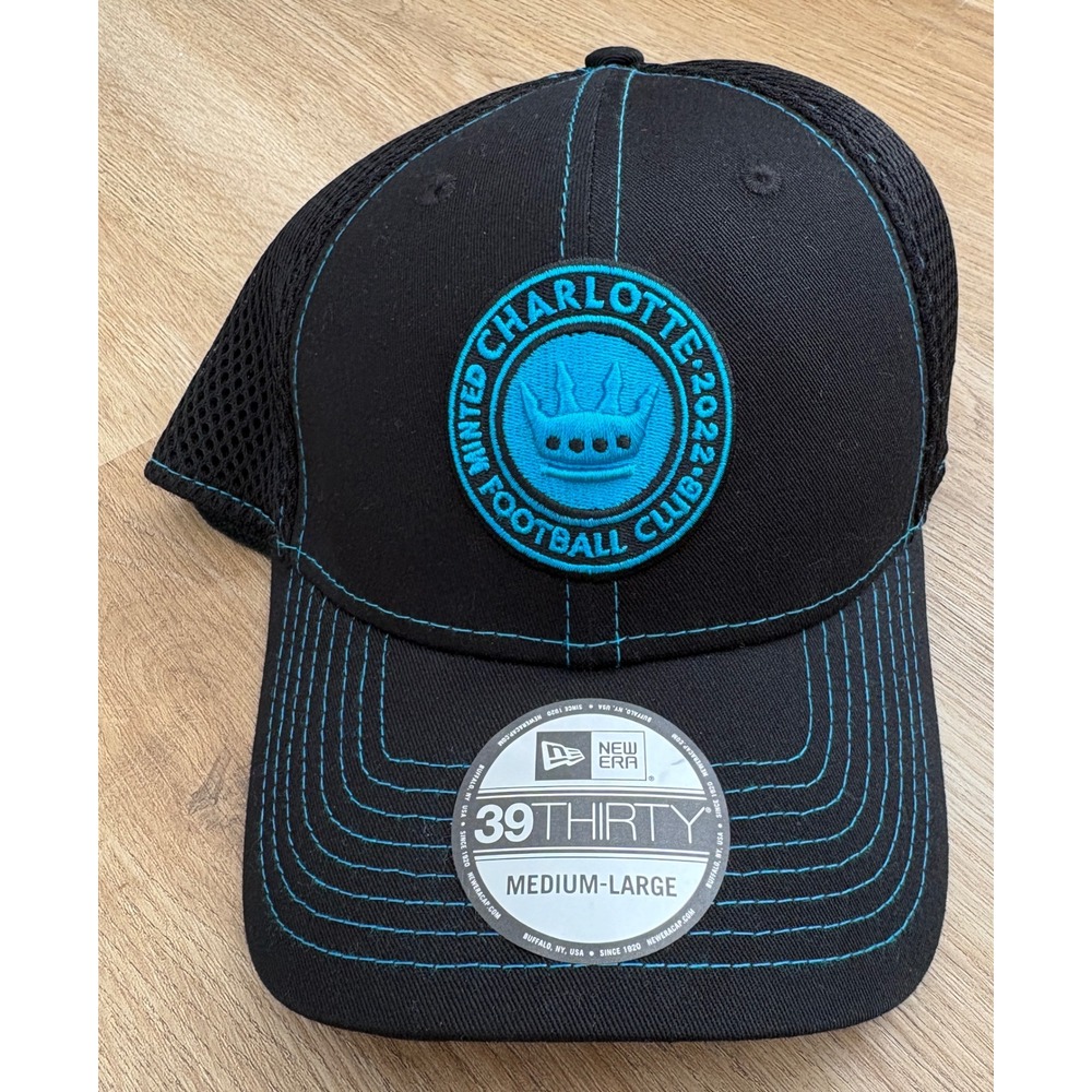 NWT Unisex New Era 39THIRTY Charlotte FC Hat - Medium/Large -Black/Blue